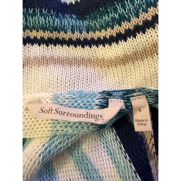 Soft Surroundings Coastal Stripe Hooded Knit Tunic Pullover Sweater Large - Picture 8 of 8